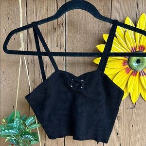 Forever 21 Black Lace Front Crop Top